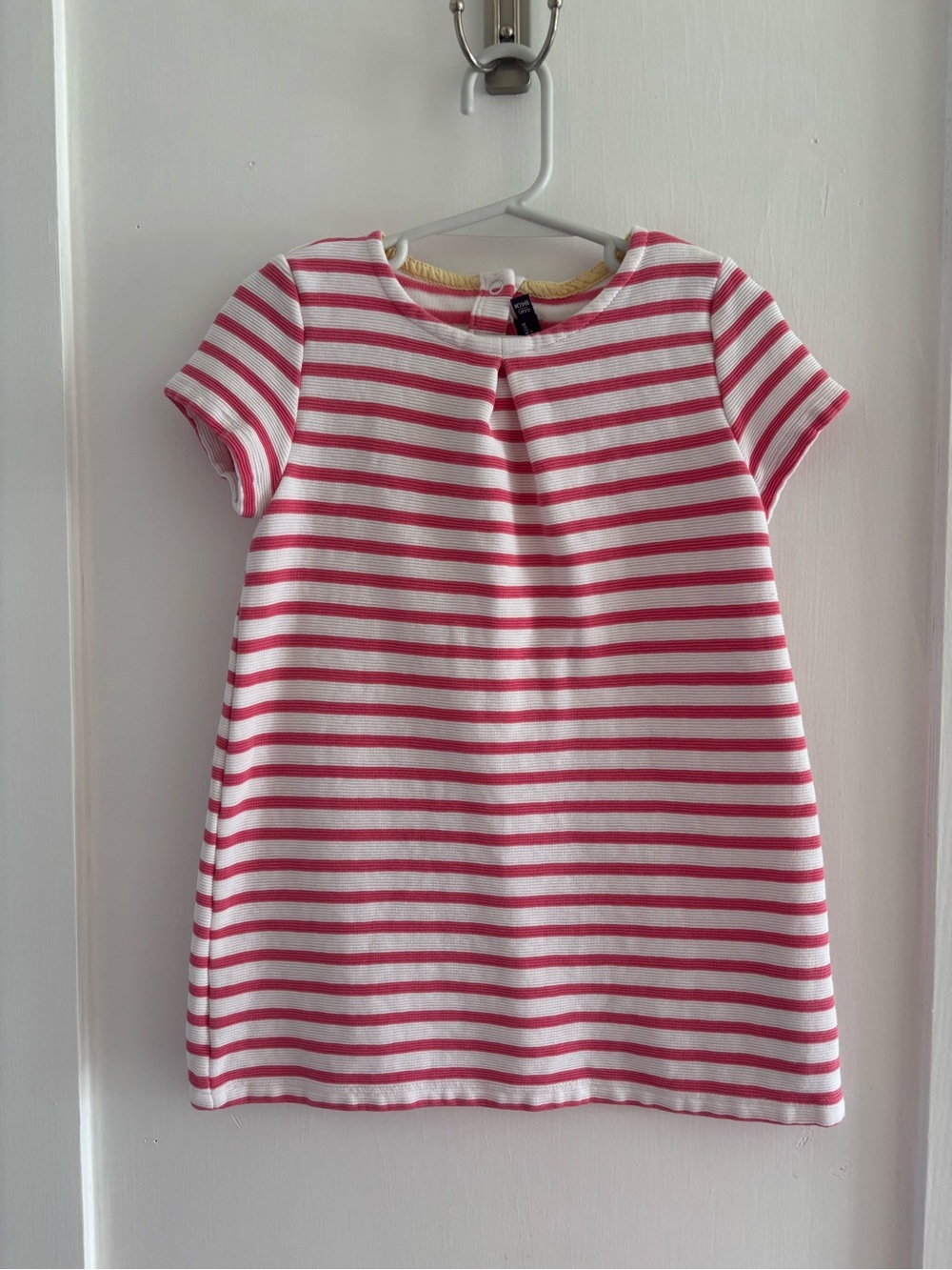 Sergent Major Girls Pink & White Striped Short Sleeve Dress—4T